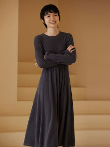 hacikis | Flattering Office-Appropriate Flared Irregular Elastic Waist Dress