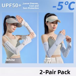 Miiow | MiiOW Womens Summer Ice Sleeve Elastic UV Protection Sunscreen Ice Silk Cool Feeling Bandage Style Nylon Pure Color Arm Cover