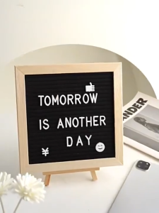 DIY Felt Letter Board Wooden Frame Changeable Symbols Numbers Message Boards for Home Office Shop