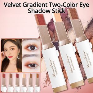 Velvet Gradient Two-Color Eye Shadow Stick Eye Retouching 2 In 1 Lazy Makeup Waterproof Lasting Shimmer Metallic Eyeshadow