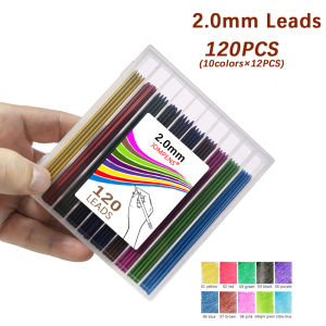New 1Box Large Capacity Mechanical Pencil Lead 2B 2.0MM 10 Color Replaceable Lead Automatic Pencil Writing Drawing Accessories
