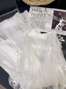 PAIBOLI | Summer 2025 Beach Vacation Escape Princess Sweet Dress Tea Break French White Beautiful Strapless Dress Women A-Line Midi Skirt