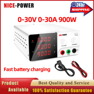 NICE-POWER Adjustable DC Power Supply 30V 30A 900W High Power with 4-digit LED display source laboratory Bench stabilized Switching Source Voltage Regulator Switching digital Regulated Power Supply for battery charging