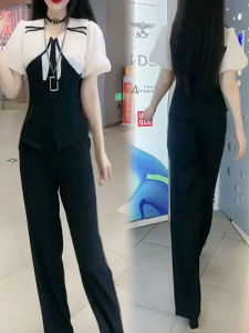 Bộ Đồ Hai Mảnh Tay Bồng Màu Tương Phản Thanh Lịch Mùa Hè 2025 Bộ Đồ Nữ Cao Cấp Có Hiệu Ứng Thon Gọn