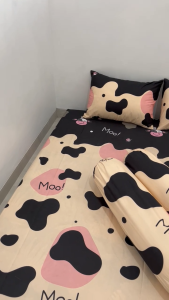 Sprei Motif Karakter Cow Funny Berkualitas Premium Nyaman Set Sarung Bantal Sarung Guling Tali Kain