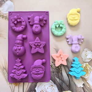 1pc  6-cavity Christmas shaped silicone mold used for DIY mousse cakes desserts pastries baking utensils