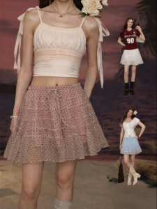 Unifree | Polka Dot Tulle Mid-thigh A-line Skirt Pink