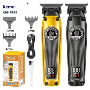 Máy Cắt Tóc Đa Năng Kemei KM-1855 Có Màn Hình LCD Máy Cắt Tóc Cho Nam Lưỡi Dao Bằng Thép Không Gỉ Dùng Để Cắt Tỉa Râu Và Tóc Trên Đầu