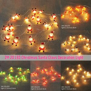 ไฟเชือกตกแต่งคริสต์มาสซานตาคลอสมนุษย์หิมะพวงไฟประดับเป็นเส้นๆ20LED ระยะ2เมตรของขวัญวันคริสต์มาสใช้แบตเตอรี่ห้องสวนห้องนั่งเล่นของตกแต่งคริสต์มาส