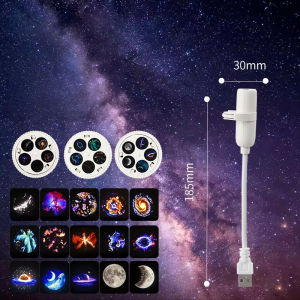 Hlinkey USB Galaxy đèn máy chiếu 360 xoay đèn chiếu ban đêm hình sao 15 MÔ hình đèn LED 5V cắm và chơi trang trí nội thất cho Phòng ngủ phòng khách trẻ em