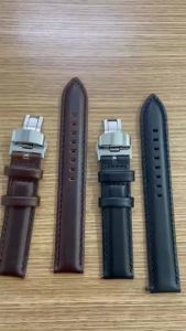 18mm 20mm 22mm Business Genuine Leather Strap Quick Release Band Black Brown Cowhide Butterfly Buckle Men Women Retro Watchband