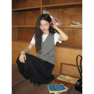 Gray Cable Knit V-Neck Stylish Summer Outerwear Vest