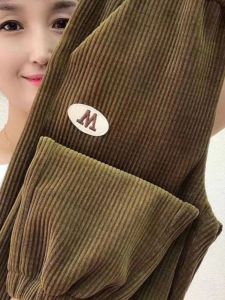 Thickened Winter Flannel Fleece Bear Print Casual Pants High Waist Loose Fit Womens Trousers Spring Autumn Suitable for Middle-aged and Elderly