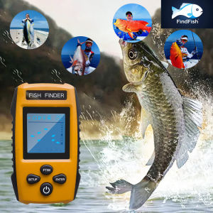 FindFish smart water boat Fish Finders Depth Portable Handheld Fish Finder Transducer Wired Ice Fishing Finders Sonar(yellow)
