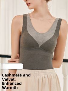 MiiOW | Thickened Fleece Womens Vest Cat Person Brand Base Layer Underwear Warm Top With Chest Pad Autumn Winter Woolen Innerwear