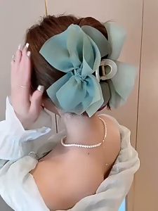 1Pcs Mesh Bow Grab Clip on Escape Princess Large Hair Clip Female Hair Shark Clip