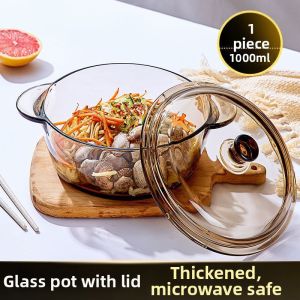 Jiaxun | Lidded Heat Resistant Glass Nordic Fruit Style Salad Soup Noodle Bowl
