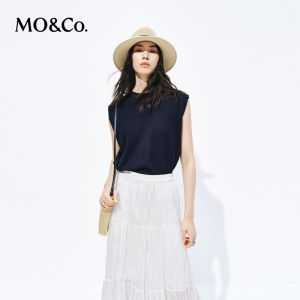 MO&Co. | Lightweight Structured Broad-shoulder Scarf Detail Sweater
