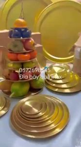 Đĩa inox vàng hàn quốc tháp bày quả tiện lợi sang trọng