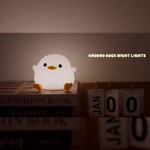 1pc Doudou Duck night light  Childrens gift soft light eye care USB charging timing automatic clap silicone lamppo