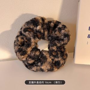 ยางรัดผมทรงสัตว์ดาวน์ยืดหยุ่นสูงสไตล์ย้อนยุคฤดูใบไม้ร่วง/ฤดูหนาวสำหรับผู้หญิง รัดผมลายเสือดาว เครื่องประดับผมที่หรูหราและมีสไตล์