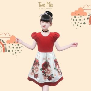 TWO MIX Dress Anak Perempuan Digital Print Bunga Cantik 4269