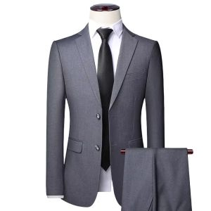 S-8XL (Blazer+ Pants) Mens Fashion Business Casual Outdoor Gentleman Trend Single Breasted Wedding Slim-fit British Style Suit