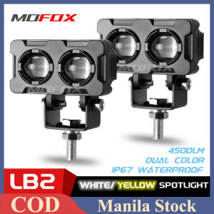 MOFOX LB2 Spotlight Laser Gun For Motorcycle Mini Driving Lights Full Set 60W Dual Color Mini Driving Light Yellow White 2-in-1 Fog Light Work Light 4500LM 12-24V IP67 Waterproof for Car JEEP ATV UTV SUV