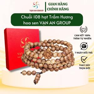 Chuỗi 108 hạt trầm hương charm hoa sen vòng tay trầm hương tự nhiên Vạn An Home mang đến may mắn hạnh phúc bình an tài lộc