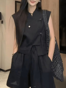 Bộ Đồ Hai Mảnh Thời Trang Mùa Hè Cho Nữ Áo Thun Không Đều Mỏng Thường Ngày Quần Short Thiết Kế Thời Trang Hợp Thời Trang