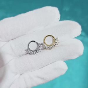 1PC G23 Titanium Hexagram Hinged Septum Clicker Nose Hoop Rings Marquise CZ Cartilage Daith Helix Earrings Piercing Jewelry 16G