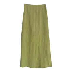New XS Size! Summer Refreshing Green Texture Fabric High Waist Straight Split Midi Skirt Slimming Effect JoycisFriday Brand