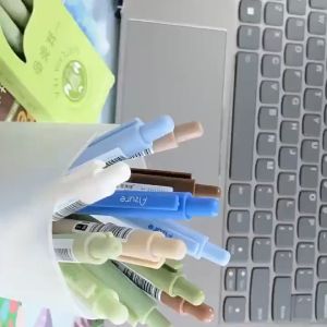 4pcs/Set 0.5mm Black Ink Gel Pen Finger Protection Sponge Pen Stationery Office Supplies