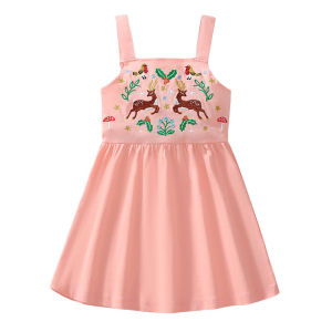 Jumping Meters 2-7T Christmas Princess Baby Girls Dresses Embroidery Camisole Skirt Party Birthday Kids Slip Dresses Frocks