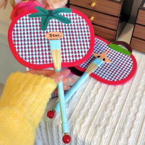 MEYGOROOM | Dopamine Apple Plaid Cartoon Grass Woven Portable Fan