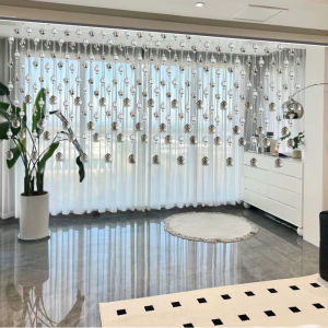 2025 New Crystal Bead Curtain Living Room Partition Hallway Entrance Beaded Door Curtain Feng Shui Decor Semi-Curtain