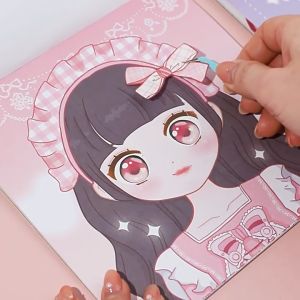 Nicedays🍒Buku Stiker Pertunjukan Rias Wajah Gadis Kartun/Stiker Dandanan Putri/Mainan Edukasi Anak-anak COD