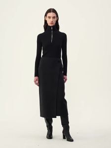 ICICLE | Winter Wool Cashmere Double-faced Knee-length Skirt