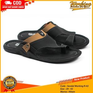 Sandal Sendal Jepit Kulit Casual Pria Bapak Bapak Hitam Cokelat Buat Kondangan Lebaran Kekinian R 02