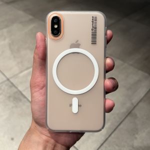 Ultra-Thin Frosted Semi-Transparent White Magnetic Absorption Magsafe Charging Anti-Oil Protective Phone Case for iPhone X/XS