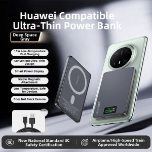caibeike | Magnetic Portable Power Bank Wireless Fast Charging Digital Display Ultra-thin