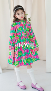 Girls’ Floral A-Line Cotton Dress – Lace-Trim Sweet Spring Outfit | I LOVE J Korea’s Premium Kidswear (Ages 4–11)