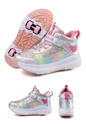 Dual-Wheel Roller Skates Four-Wheel Womens Sliding Shoes Student Deformable Inline Skates Youth Running Shoes
