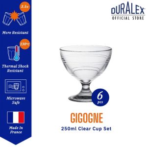 Duralex 12 pcs 220ml Gigogne Clear Cup & Saucer Set / Drinkware / Drink Set / Tableware / Drinkware / Heat Resistant Coffee Mug / Stackable / Microwave Safe / Tea Set / Gelas Kaca / Set Gelas Minuman / Set Cawan / Set Gelas Duralex