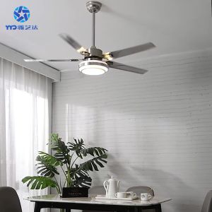 Ceiling Fan With Lights Remote Control Stainless Steel Blades Reversible Dc Motor 42/48/52 Inch Modern Ceiling Fan For Kitchen Bedroom Basement Dining Living Room
