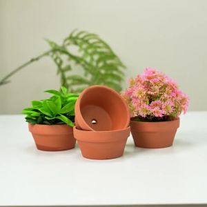 4 PCS Terracotta Buld Pots 4.5"x2.3" Flower Pots Clay Pottery Planter with Drainage Hole Cactus Succulent Plant Nursery Pots