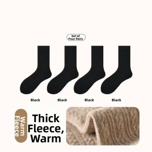 Solid Color Warm Wool Long Socks