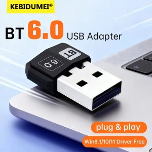 Kebidumei | KEBIDUMEI USB Bluetooth 6.0 Wireless Adapter Bluetooth 5.4 Dongle for PC Laptop Wireless Speaker Audio Receiver USB Transmitter
