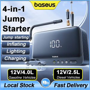 （Local-Stock）Baseus Car Jump Starter 600A Car Battery Starting Device 4 in 1 Car Tire Inflator Air Pump Compressor with LED Power Bank