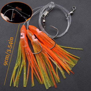 Mr.Lurion 10 Bags Octopus Squid Skirt Artificial Fishing Lure Bait for Saltwater Tackle Pre-Rigged Octopus Skirt String Hooks